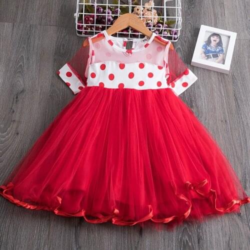New Girls Princess Dress Fashion Summer 2020 Girls Clothes Dot Lace Toddler Kids Dresses For Girls Birthday Party Children Dress