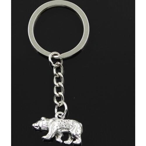 New Fashion Keychain 24x15mm Polar Bear California Pendants DIY Men Jewelry Car Key Chain Ring Holder Souvenir For Gift