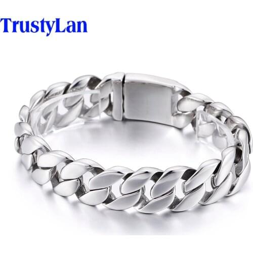 Polished Shiny Mens Bracelets & Bangles 2020 New Never Fade 316L Stainless Steel Chain & Link Men Bracelet Jewelry Wholesale
