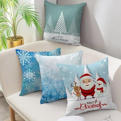 Fuwatacchi Christmas Pillowcase Xmas Deer Tree Pillow Cover Winter Soft Cushion Cover Snow Throw Pillows Home Decor for Sofa Car