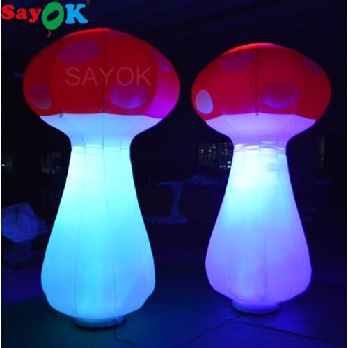 Sayok 2m/2.5m High Inflatable LED Lighting Mushroom Toy with 16 Color Changing Lights Air Blower for Party Stage Decorations