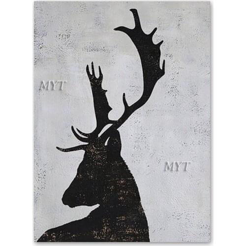 Modern Childrens Room Decorative Deer Picture Canvas Wall Art Real Hand Painted Animal Oil Painting Unframed Paintings Artwork