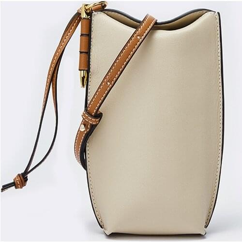 Handbags Women Shoulder Bag Genuine Leather Bucket Bag Mobile Phone Bags New Handbag Mini Retro Leather