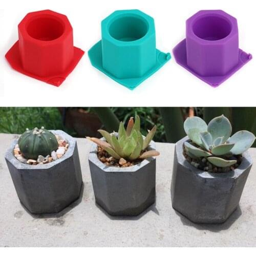 Octagonal Silicone Molds Concrete Fleshy Flower Pot Candlestick Mould Ceramic Clay DIY Crafts Mold Succulent Cactus Cement Molds