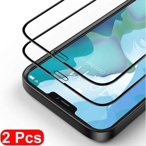 2Pcs/lot Full Cover Screen Protector Glass For iPhone 12 11 Pro X XS Max XR SE 2020 Tempered Glass For iPhone 8 7 6 Plus Glass