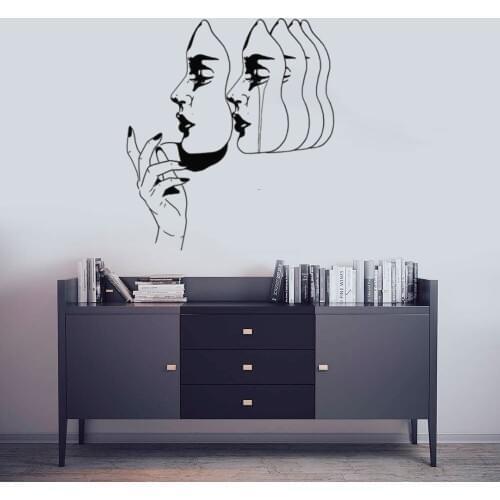Girl Emotional Mask Wall Sticker Decal Art Aesthetic Home Bedroom And Hotel Room Decoration A001353