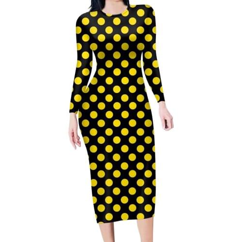 HYCOOL Women Dresses For Party And Wedding Sexy Polka Dot Female Clothing Fashion Outdoor Streetwear O-Neck Winter Wear Stylish