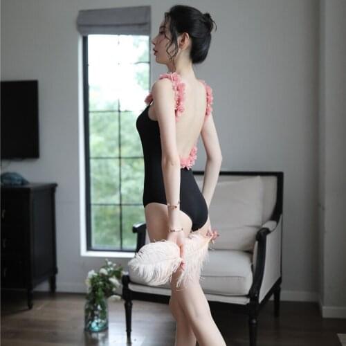 Women Backless Spaghetti Scoop Neck Strappy Petal Strap Satin Bodysuits Sexy Hot Erotic Lingerie Swimsuit Cute Underwear