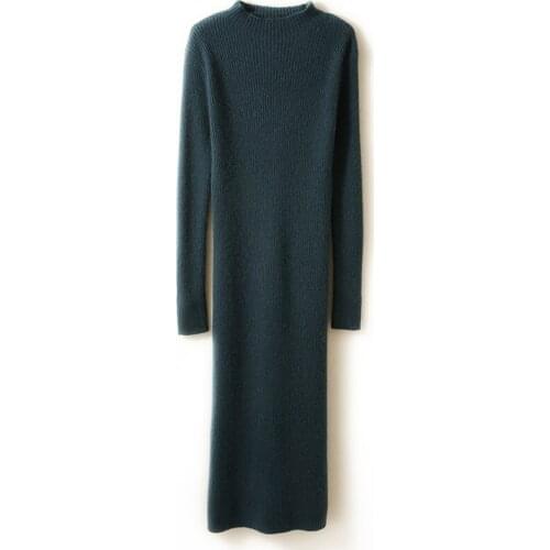 Woman winter 100% Cashmere sweaters autumn knitted Pullovers dresses High Quality Warm Female jumper Half high collar clothing
