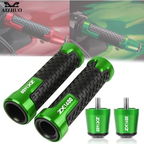 ZX-14R Handle Bar Grip Cap End Plug FOR KAWASAKI ZX1400 ZX14R ZZR1400 2006-2016 Motorcycle Handlebar Grips Ends ZX 1400 Logo