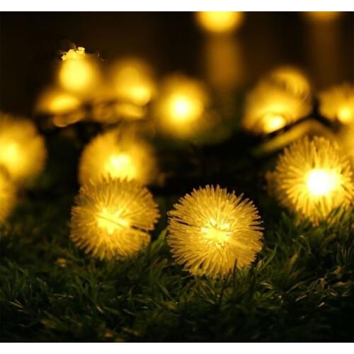 20/30/50/100LED Hairball Solar String Fairy Lights Waterproof Solar Power Solar Lights for Outdoor Gardens Homes Christmas Party