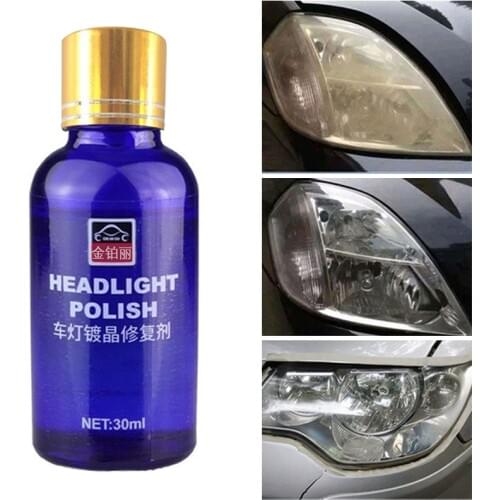 30ML Car Headlight Headlamp Cleaning Repair Restoration Plastic Polish Restorer Kit Renovation Repair Fluid With Sponge