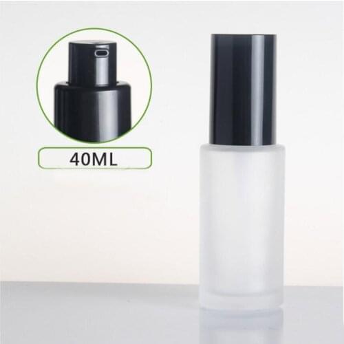 40ml frosted/green/blue/white glass bottle with black pump lid for serum/lotion/emulsion/foundation/skin care cosmetic packing