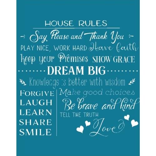 8.5 X 11" Reusable Self- Adhesive Silk Screen Stencils Home Rules Home Decoration Pillow Bag Photo Craft Mesh Transfers Film