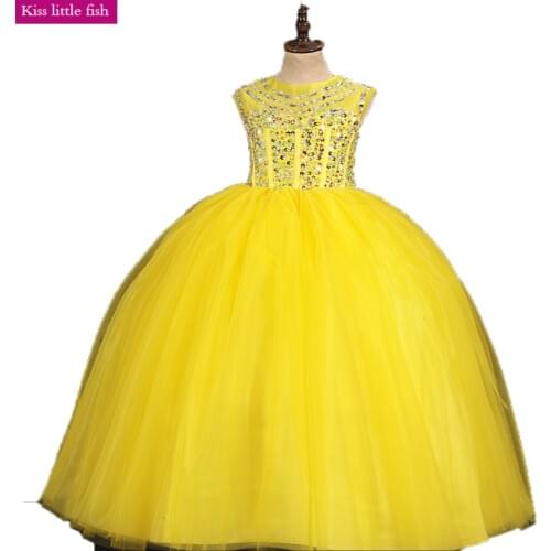 Free Shipping Yellow Girls Pageant Dresses Flower Girls Dresses for Party and Wedding