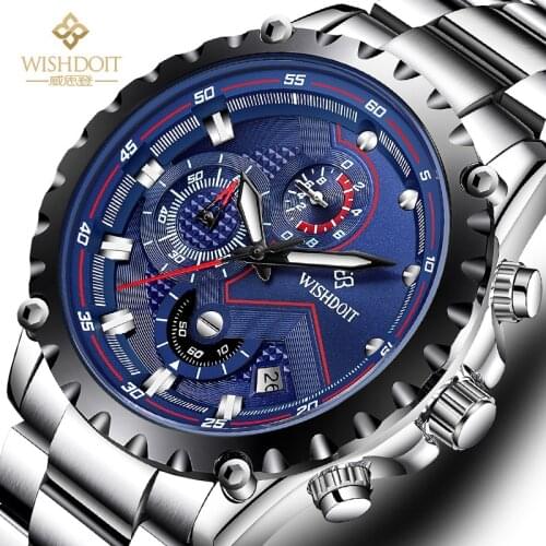 2021WISHDOIT Top Brand Luxury Mens Watches Full Steel Watch Male Military Sport Waterproof Watch Men Quartz Clock Relogio Mascul