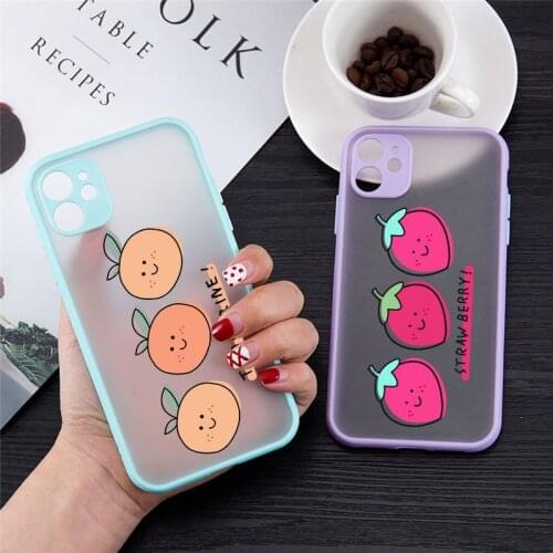 Cute Summer Fruit Orange Strawberry Phone Case For iPhone 11 12 Pro MAX XS X XR SE 20 7 8Plus Shockproof Hard Matte Cover Shell