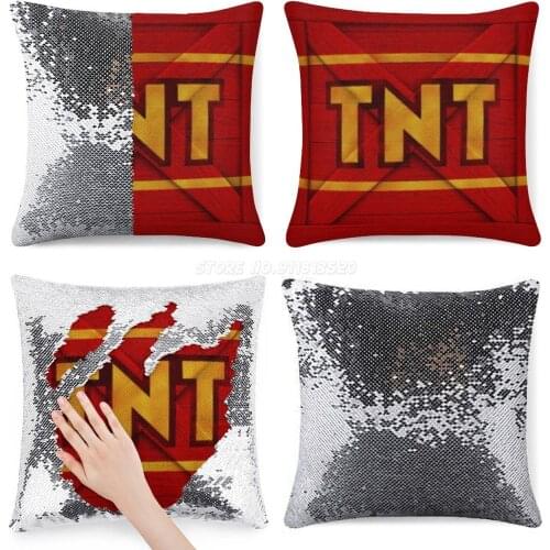 TNT Crate Sequin Pillowcase Glitter Pillow Case for Sofa Decorative Party Tnt Crate Crash Bandicoot Playstation Ps1 Ps4 Retro Ga