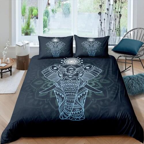 Home Textiles Luxury 3D Boho Elephant Print Duvet Cover Set 2/3 Pcs Pillowcase Kids Bedding Set AU/EU/UK/US Queen and King Size