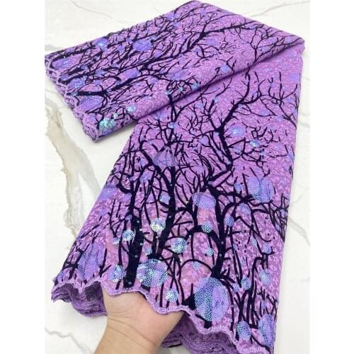 French 3D Sequins Lace Fabric 2021 High Quality Embroidery African Velvet Laces Nigerian Tulle Fabrics 5 Yards for Party 4294B