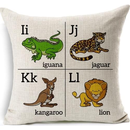 Hot Sale Pillow Covers Bay Kids Children Learning Pattern Hot Fashion 45X45CM Linen Pillow Cover\Home Decorative Linen Cushion