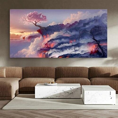 Full Square Round drill 5d diy diamond embroidery Volcano Cherry Tree diamond painting Cross Stitch Rhinestone mosaic TT5328