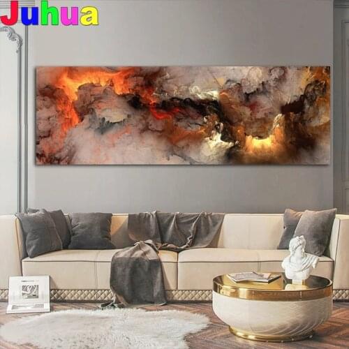 Orange White Smoke Texture Abstract Diy 5d Diamond Painting Full round/square Drill mosaic Diamond Embroidery gift home decor