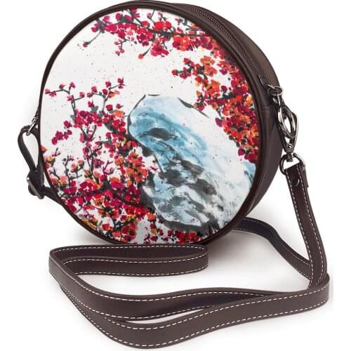 Circular Design Fashion Women Shoulder Bag Tradition Garden Flowers Womens Crossbody Messenger Bags Ladies Purse