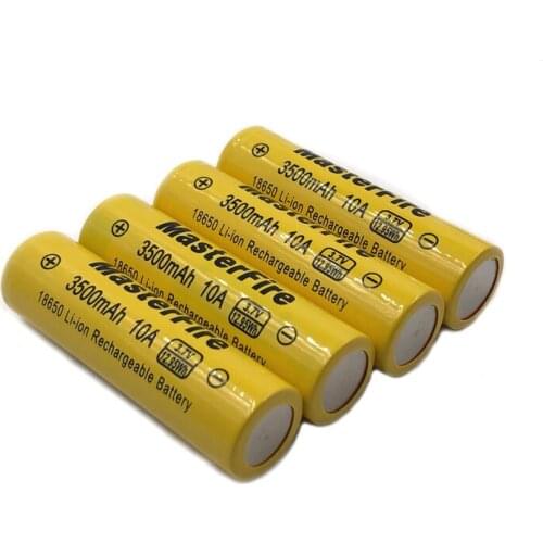 MasterFire Original 3500mah 18650 3.7V 12.95Wh 10A Continuous Discharge Rechargeable Lithium Battery Torch Batteries Cell
