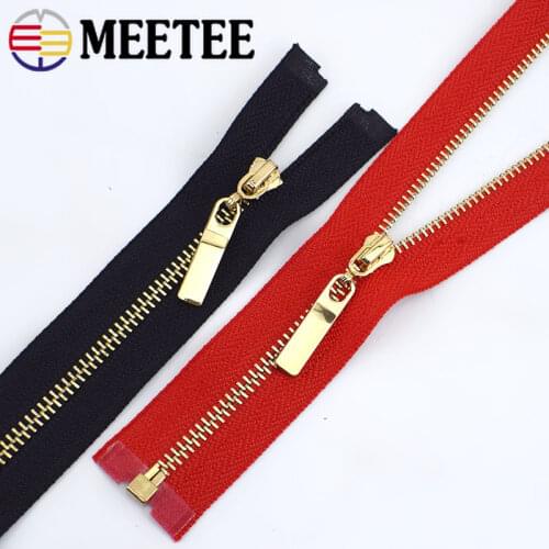 10pcs Meetee 3# Metal Zippers Open-end 40/50/60/70cm Zip Gold Silver Teeth for Bags Jacket Garment Repair Sewing Accessories