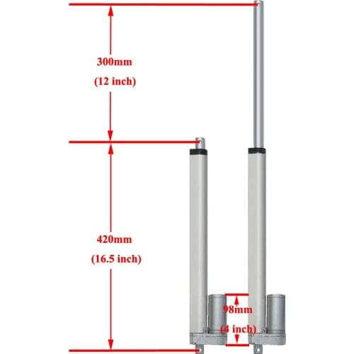 Multi-function 300mm 12" Stroke Heavy Duty DC12V Linear Actuator 1000N/220lbs Max Load 14mm/s Speed for Electric Medical Lifting