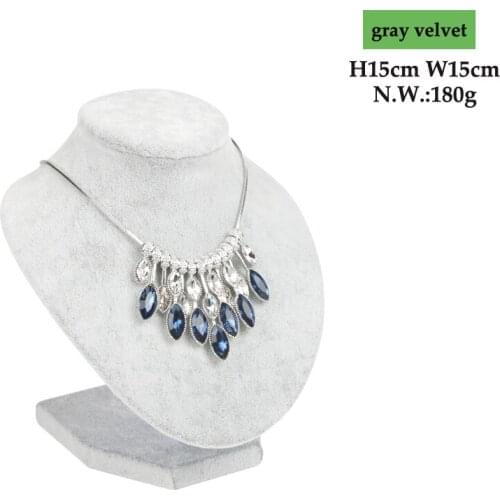 Fashion Hot Model Show Exhibitor 6 Options Gray Velvet Jewelry Display For Woman Necklaces Pendants Mannequin Jewelry Organizer