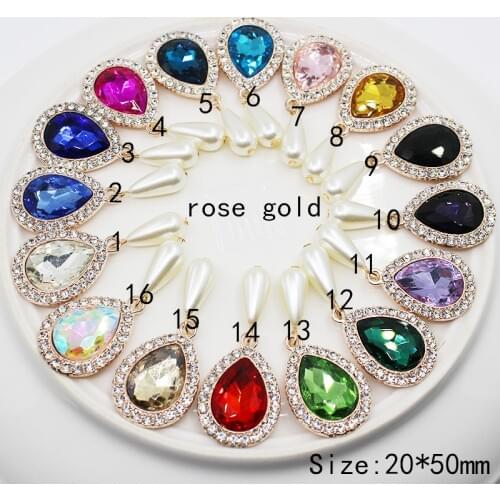 Fashion 10pc 20*50mm pearl glass rhinestone button 2020 Wedding Wine glass decorate DIY Hair scrapbooking Accessories