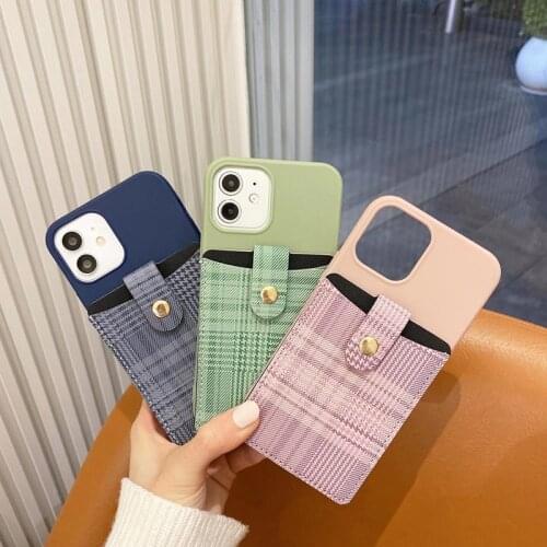 Fashion card holder Houndstooth Soft Phone Case For apple iPhone 6S 7 8 Plus X XS XR MAX 11 Pro 12 MiNi SE 2020 back cover coque