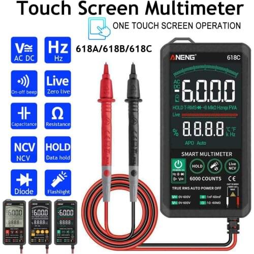 Touch Screen Multimeter Automatic Digital Multimeter 6000 Counts Intelligent Scanning AC DC Measurement NCV True RMS Measurement