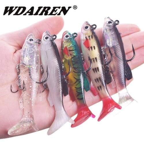 WDAIREN Lead Head Silicone Soft Lure Fishing Jig Wobbler Swimbait 7.5cm 12g Isca Artificial Bait Carp Bass Fish Pesca Tackle