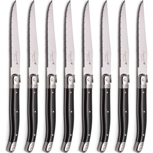 6PC 9" Laguiole Steak Knives Stainless Steel Dinner Knife Set Black Cutlery Table Knives Restaurant Home Western Dinnerware Sets