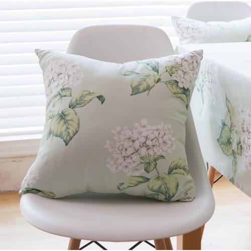Hydrangea Printed Cushion Cover Pastoral Style Cotton Decorative Pillowcase Throw Pillow Covers Kussenhoes Home Decor BZT-85