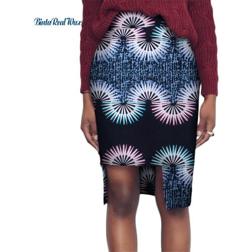 New African Print Skirts for Women Bazin Riche Dashiki Women Knee-length Gap Skirts 100% Cotton Africa Design Clothing WY3647
