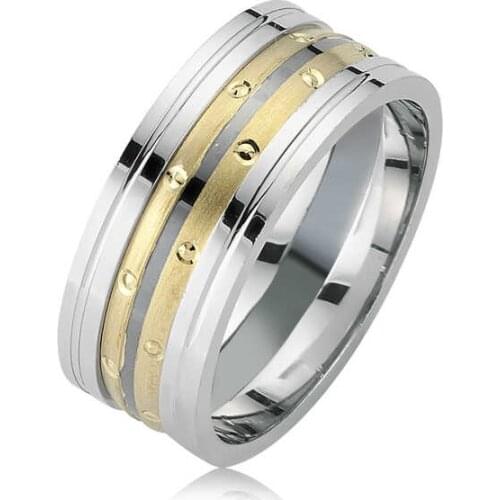 Silver Dotted Sterling Double Men 'S Wedding Ring