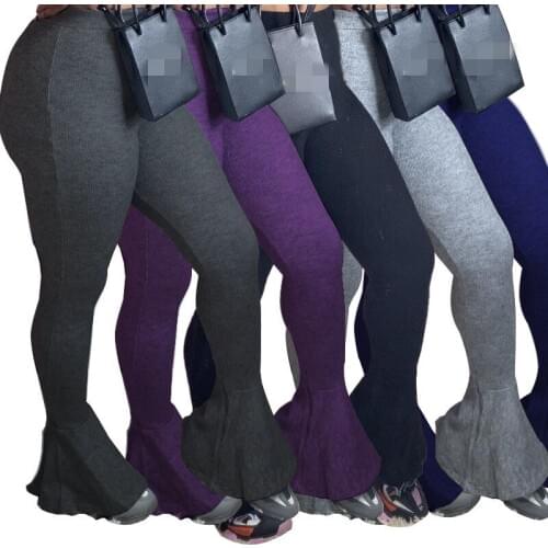 Autumn Outwear Women Stretchy Bell Bottom Pants High Quality High Waist Skinny Solid Casual Pants All Matching Ladies Trouers