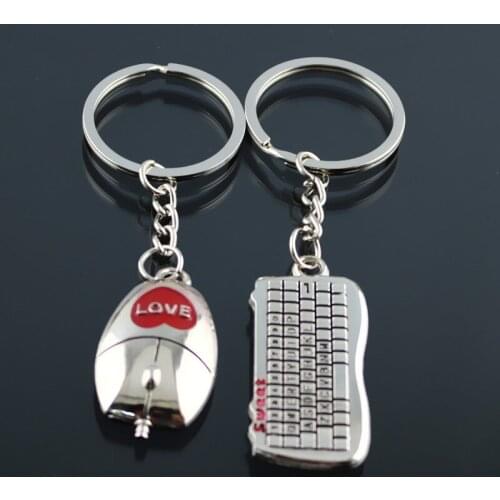 Couple Keychain Mini Mouse Keyboard Cute Romantic Lovers Women Men Creative Gift Handbag Charms Porte Cle Sleutelhangers Brelok