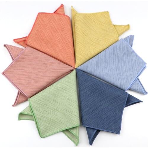 New Classic Pocket Square 100% Cotton Solid Color Green Navy Orange Colorful 23CM Handkerchief Women Men Wedding Party Accessory