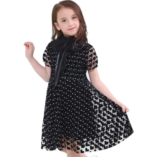 Teenage Girls Black Dresses 2018 Fashion Summer Children Short Sleeve Dress 6 8 10 12 14 16 years Kids costume for Girl Clothing