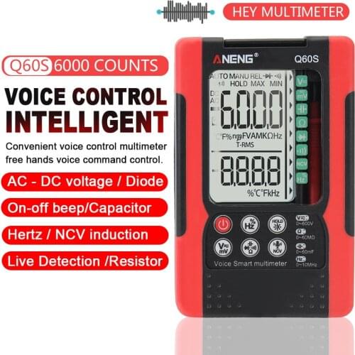 Professional Digital Multimeter Smart Voice Control Multifunction Tester Auto Range 6000 Counts True RMS