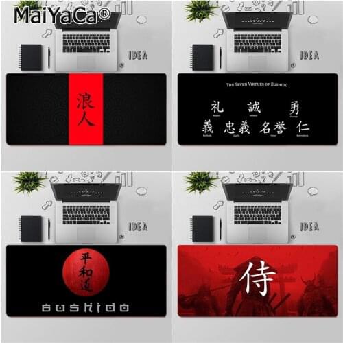 Maiyaca Japanese Bushido Samurai logo Rubber PC Computer Gaming mousepad Free Shipping Large Mouse Pad Keyboards Mat