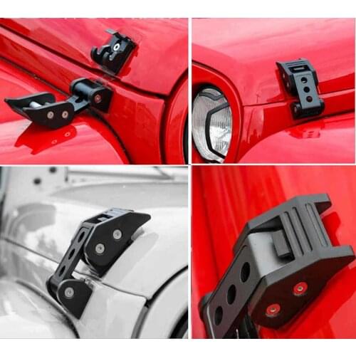 SAMDO Aluminum Latch Locking Hood Catch Kit For 2007-2018 Jeep Wrangler JK JKU (Matte Black)