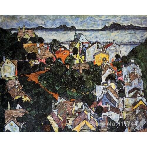 Contemporary art Summer Landscape Krumau Egon Schiele paintings on canvas Hand painted High quality