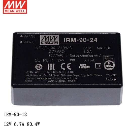 Taiwan MEAN WELL IRM-90-12 80W PCB-mount assemble Encapsulated Power Module 110V/220V AC to 12V DC 6.7A Module type Power Supply