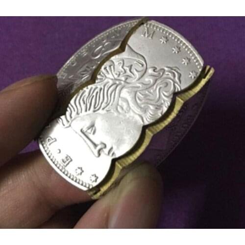 Three Folding Coin Morgan coin version Magic Tricks Coin through Bottle Magie close up stage Accessory gimmick Props Mentalism